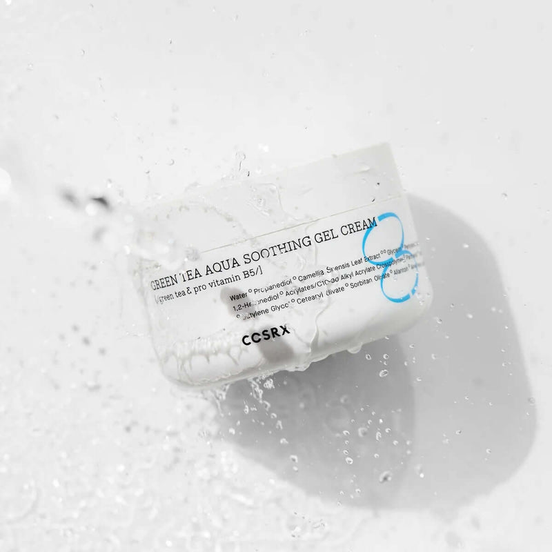 Gel-crème apaisant à l'eau et au thé vert COSRX, crème visage hydratante, 50ML, soulage et hydrate la peau.