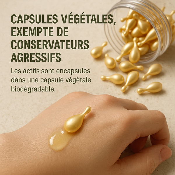 Capsules de soin visage – Acide hyaluronique et vitamine E