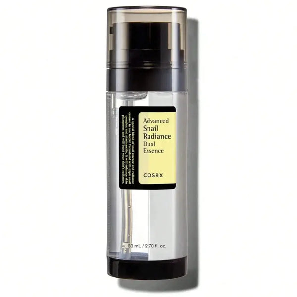 Serum visage hydratant COSRX Advanced Snail Radiance Dual Essence for hydration and skin regeneration.