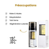 Serum visage hydratant COSRX Advanced Snail Radiance essence in a sleek bottle with benefits listed.